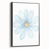 Blue Daisy Watercolor Print - Playroom Wall Art for Kids