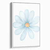 Blue Daisy Watercolor Print - Playroom Wall Art for Kids