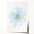 Blue Daisy Watercolor Print - Playroom Wall Art for Kids
