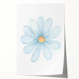 Blue Daisy Watercolor Print - Playroom Wall Art for Kids