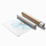 Blue Daisy Watercolor Print - Playroom Wall Art for Kids