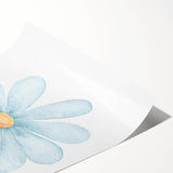 Blue Daisy Watercolor Print - Playroom Wall Art for Kids