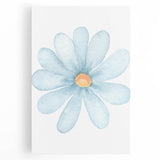 Blue Daisy Watercolor Print - Playroom Wall Art for Kids