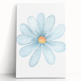 Blue Daisy Watercolor Print - Playroom Wall Art for Kids