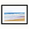 Black-framed landscape art print of serene beaches, featuring a mat for added depth, ideal for enhancing modern home decor and creating a calming atmosphere.