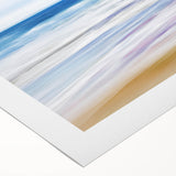 Stunning rolled canvas artwork showcasing a serene beach landscape with vibrant blues and sandy tones, perfect for coastal decor enthusiasts. Packaged securely for safe delivery.