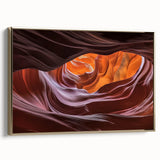 Framed canvas artwork depicting a stunning landscape of canyons in warm gold tones, showcasing intricate details and textures, perfect for home decor enhancement.