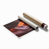 Landscape canvas print showcasing vibrant canyons in rich earth tones, rolled and packaged in a protective tube, perfect for wall décor enthusiasts.