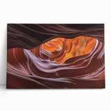 Vibrant stretched canvas artwork depicting a scenic landscape of canyons, showcasing rich earth tones and intricate details, perfect for home decor.