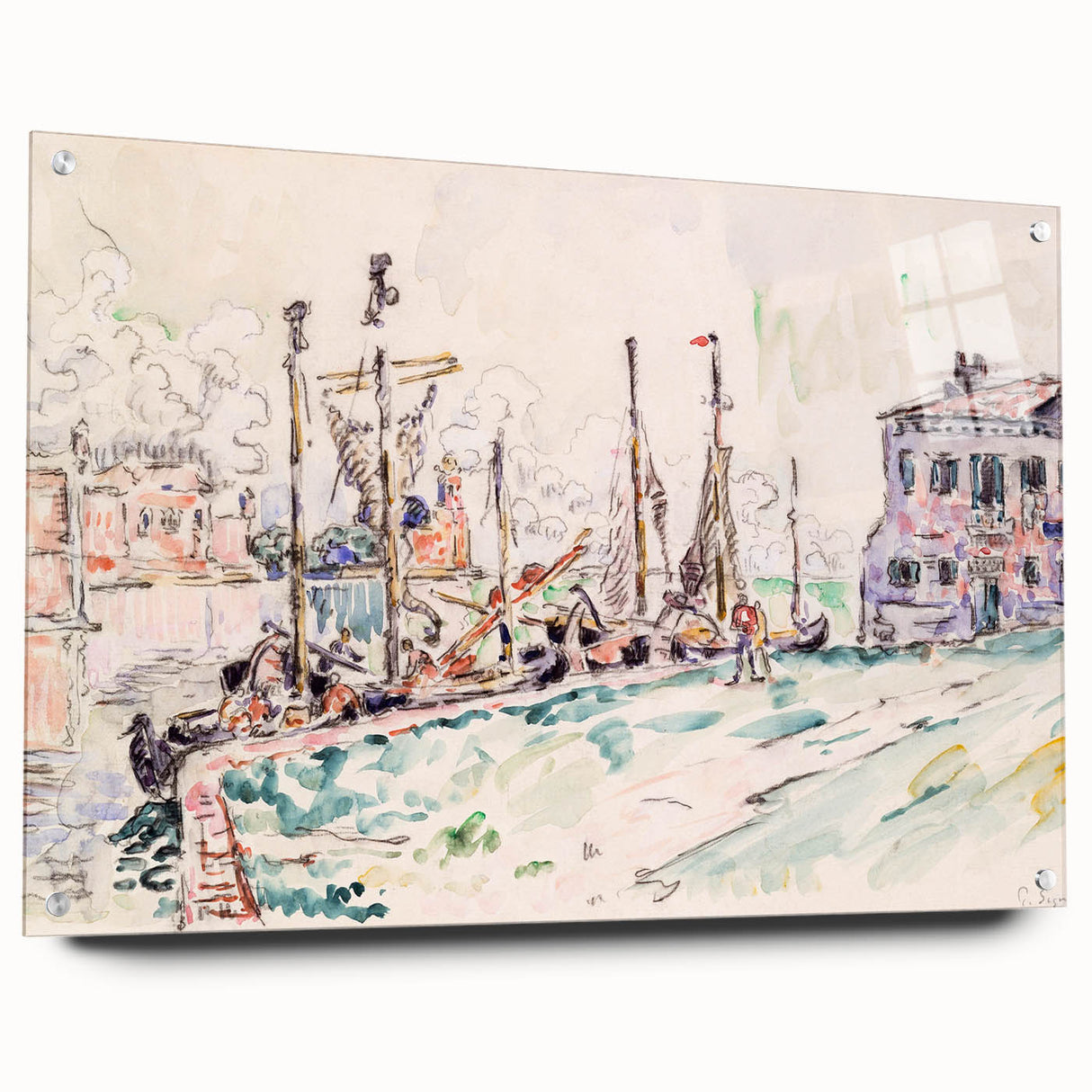 Venetian Serenity: Modern Wall Art - Abstract Waterfront Scene