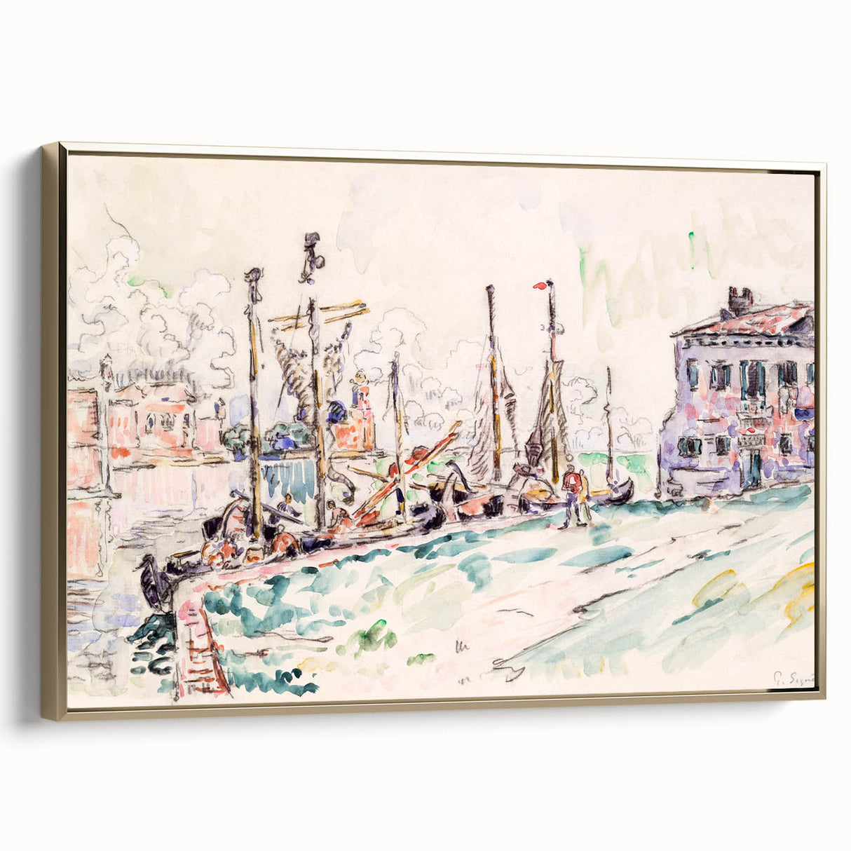 Venetian Serenity: Modern Wall Art - Abstract Waterfront Scene