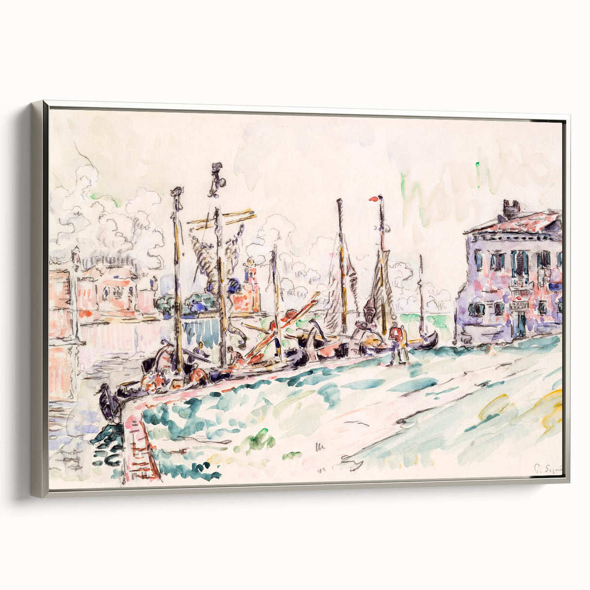 Venetian Serenity: Modern Wall Art - Abstract Waterfront Scene