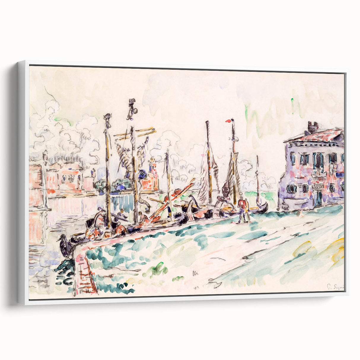 Venetian Serenity: Modern Wall Art - Abstract Waterfront Scene