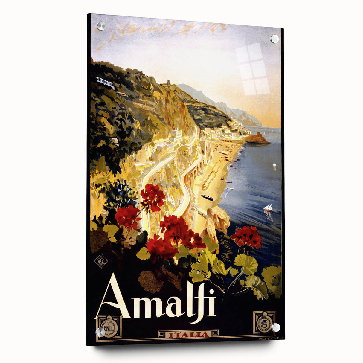 Retro Amalfi Travel Poster – Vintage Italian Coast Art
