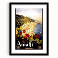 Retro Amalfi Travel Poster – Vintage Italian Coast Art