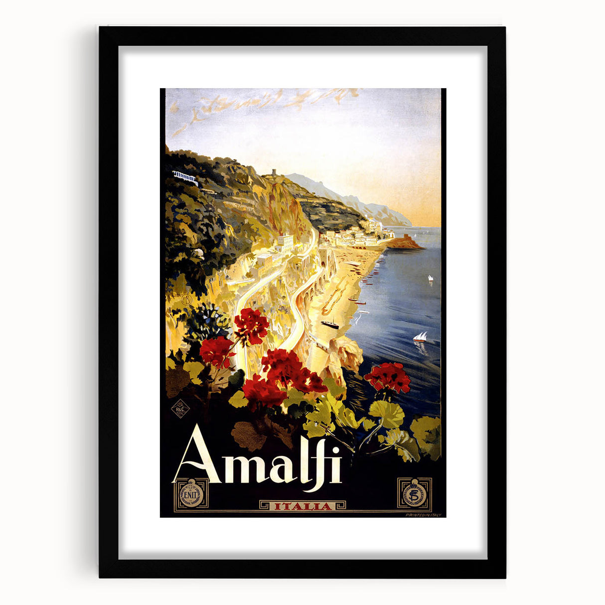 Retro Amalfi Travel Poster – Vintage Italian Coast Art