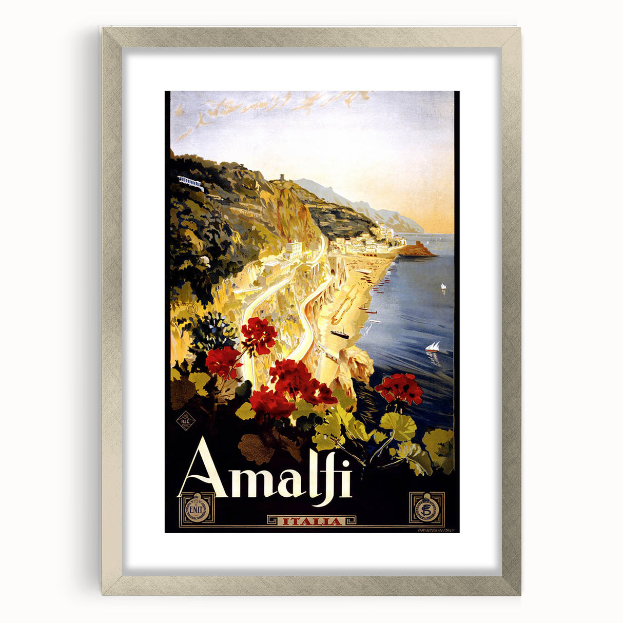Retro Amalfi Travel Poster – Vintage Italian Coast Art