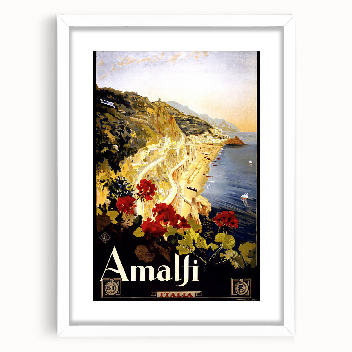 Retro Amalfi Travel Poster – Vintage Italian Coast Art