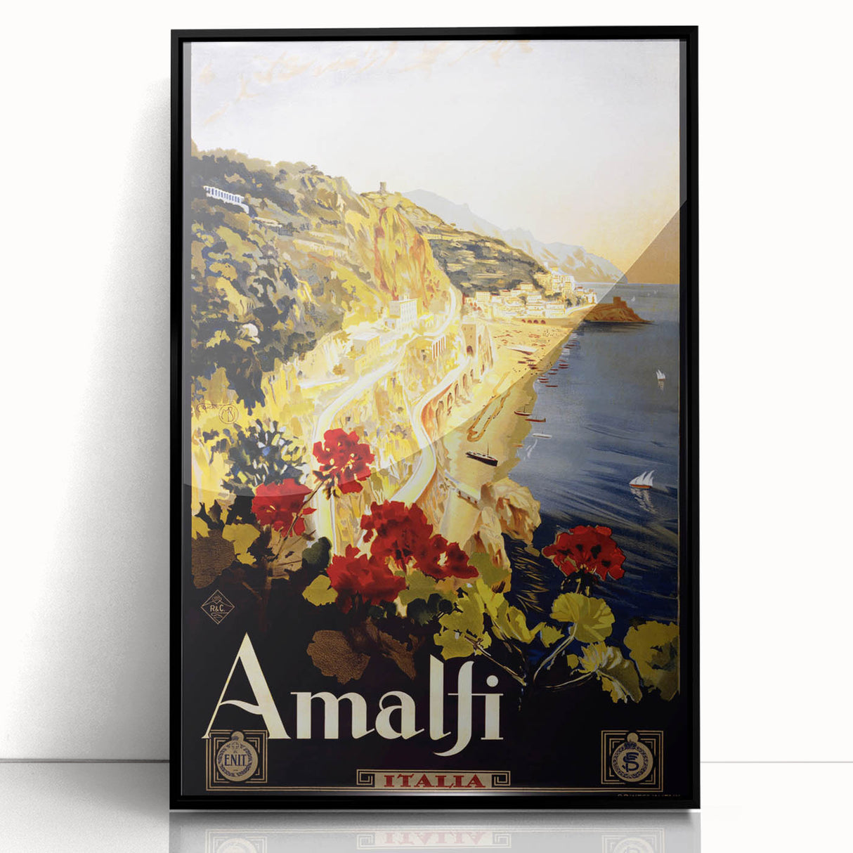 Retro Amalfi Travel Poster – Vintage Italian Coast Art