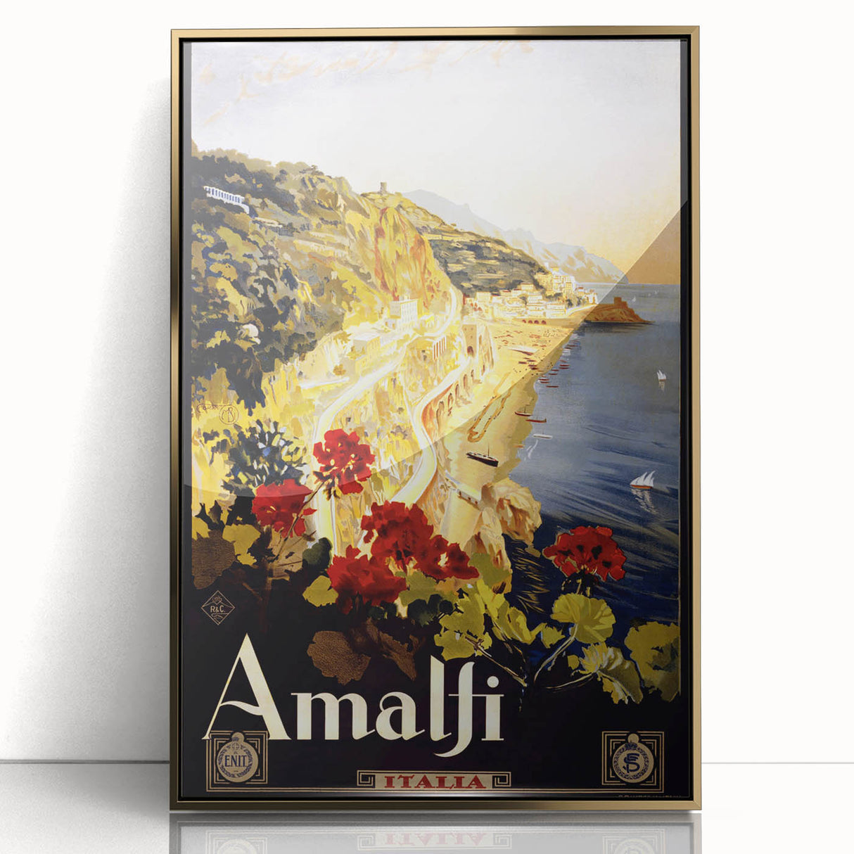 Retro Amalfi Travel Poster – Vintage Italian Coast Art
