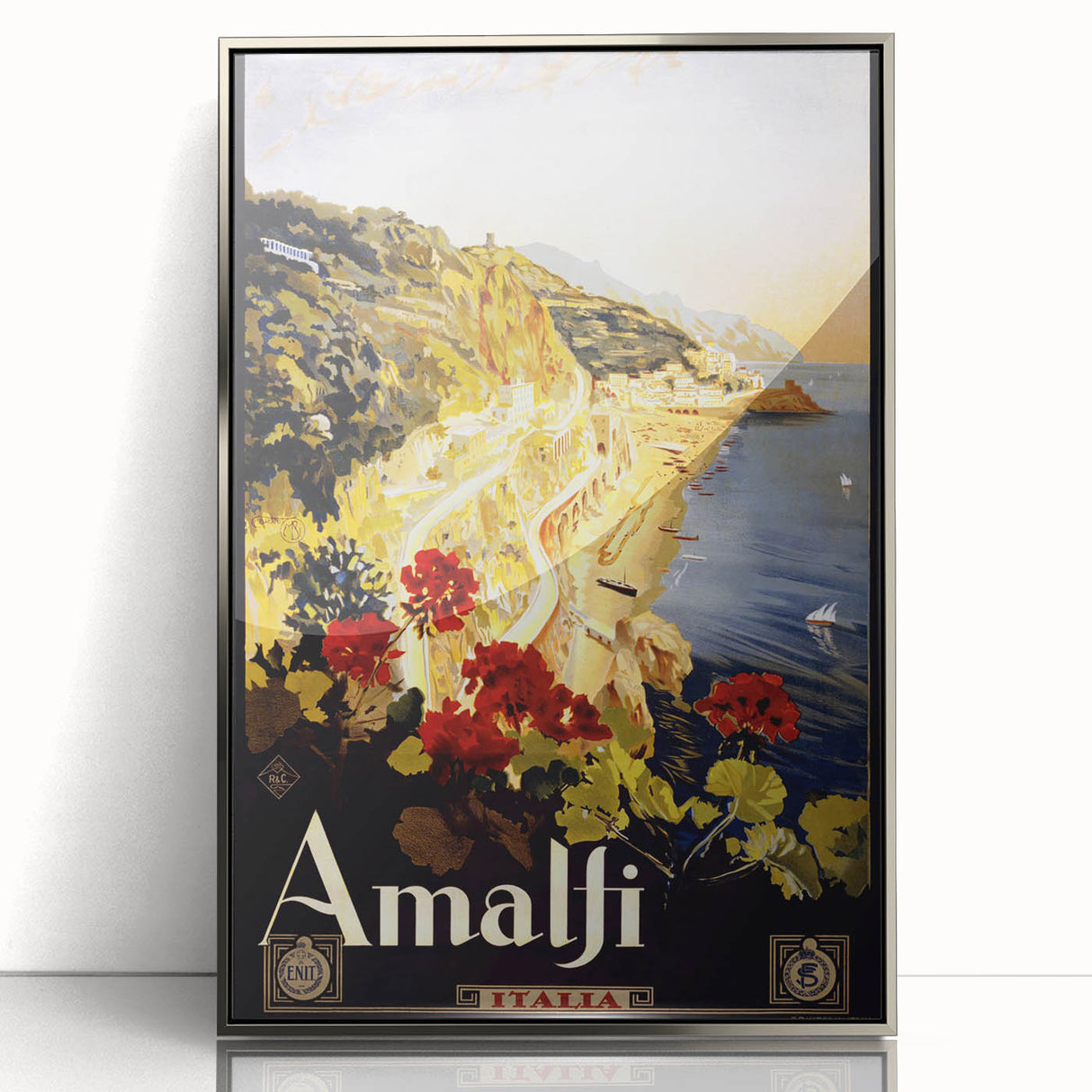 Retro Amalfi Travel Poster – Vintage Italian Coast Art