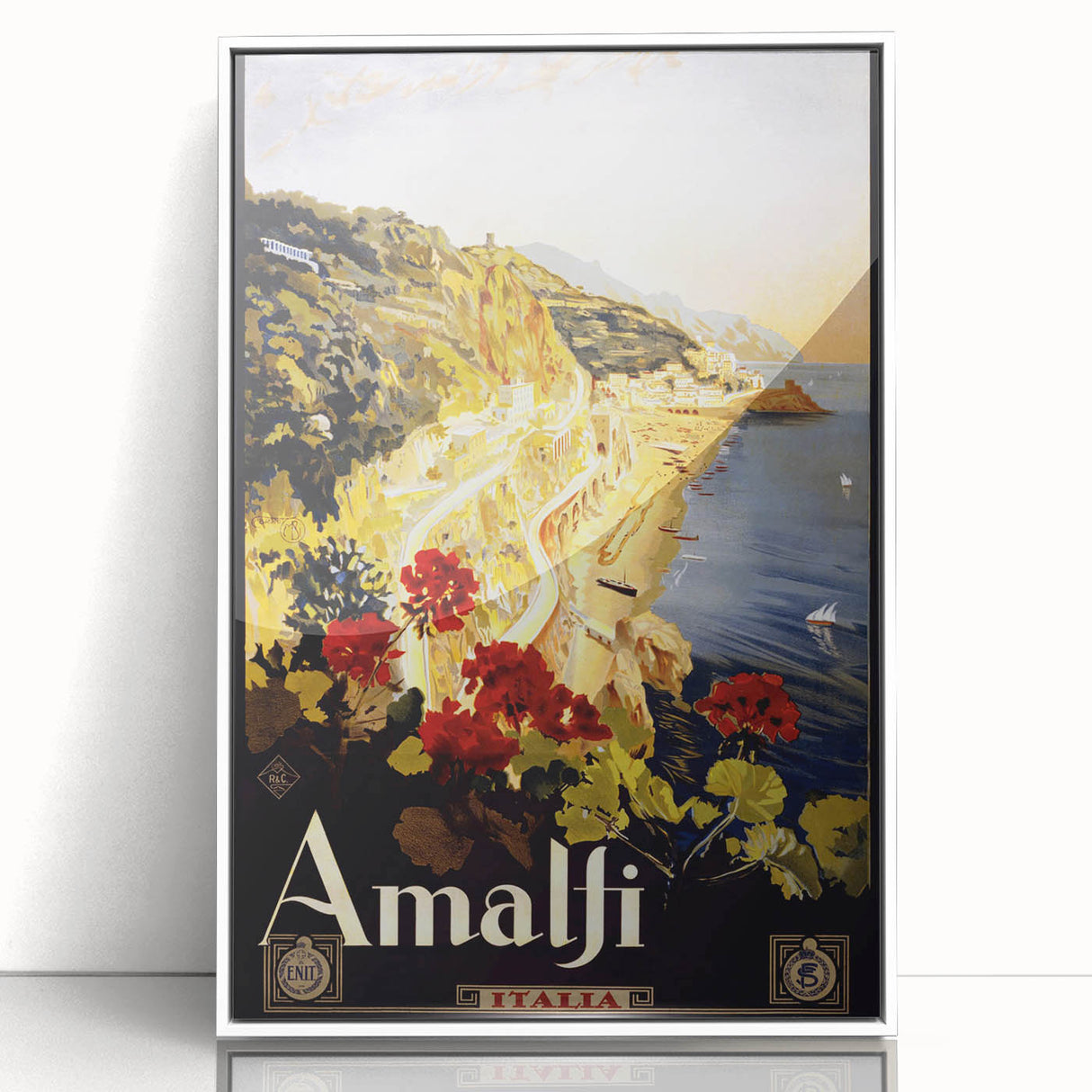 Retro Amalfi Travel Poster – Vintage Italian Coast Art