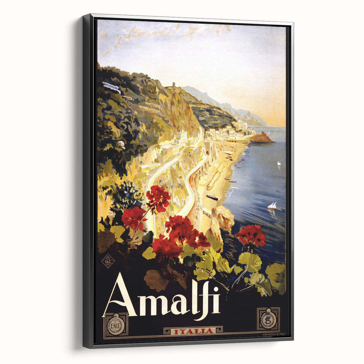 Retro Amalfi Travel Poster – Vintage Italian Coast Art