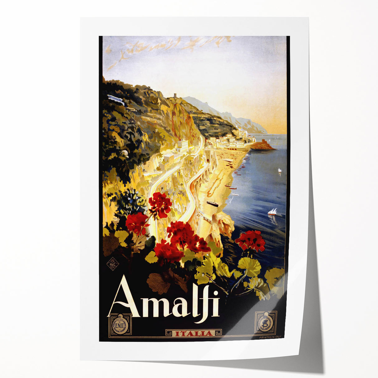 Retro Amalfi Travel Poster – Vintage Italian Coast Art