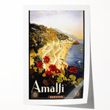 Retro Amalfi Travel Poster – Vintage Italian Coast Art