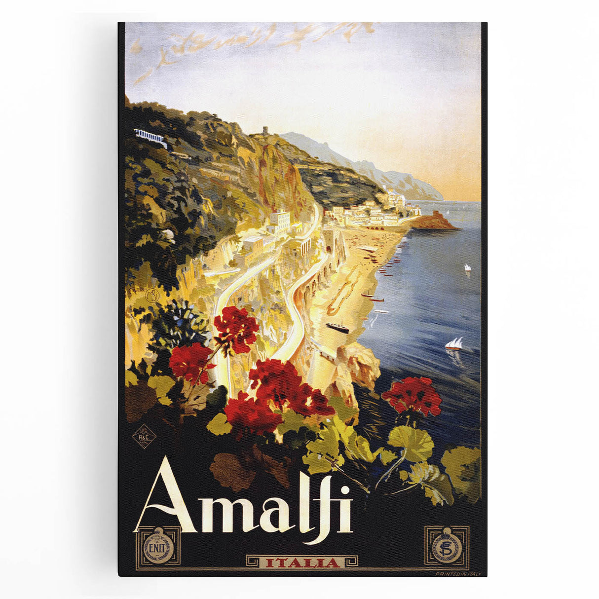 Retro Amalfi Travel Poster – Vintage Italian Coast Art