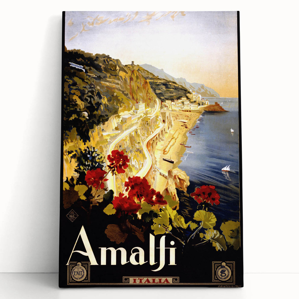 Retro Amalfi Travel Poster – Vintage Italian Coast Art
