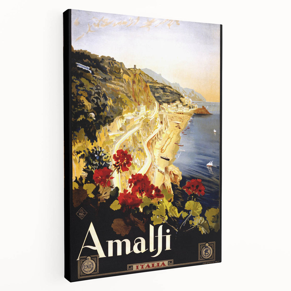 Retro Amalfi Travel Poster – Vintage Italian Coast Art
