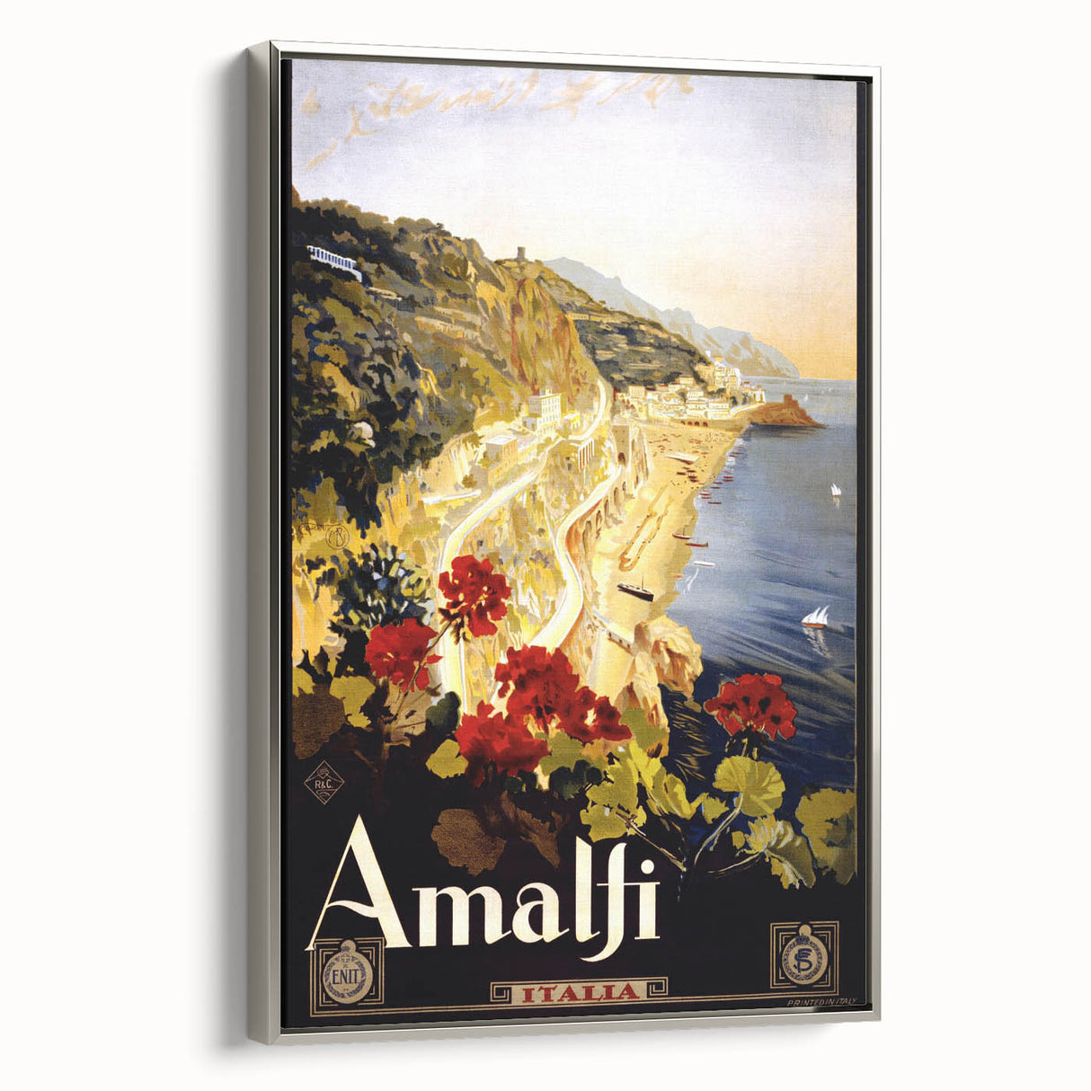 Retro Amalfi Travel Poster – Vintage Italian Coast Art