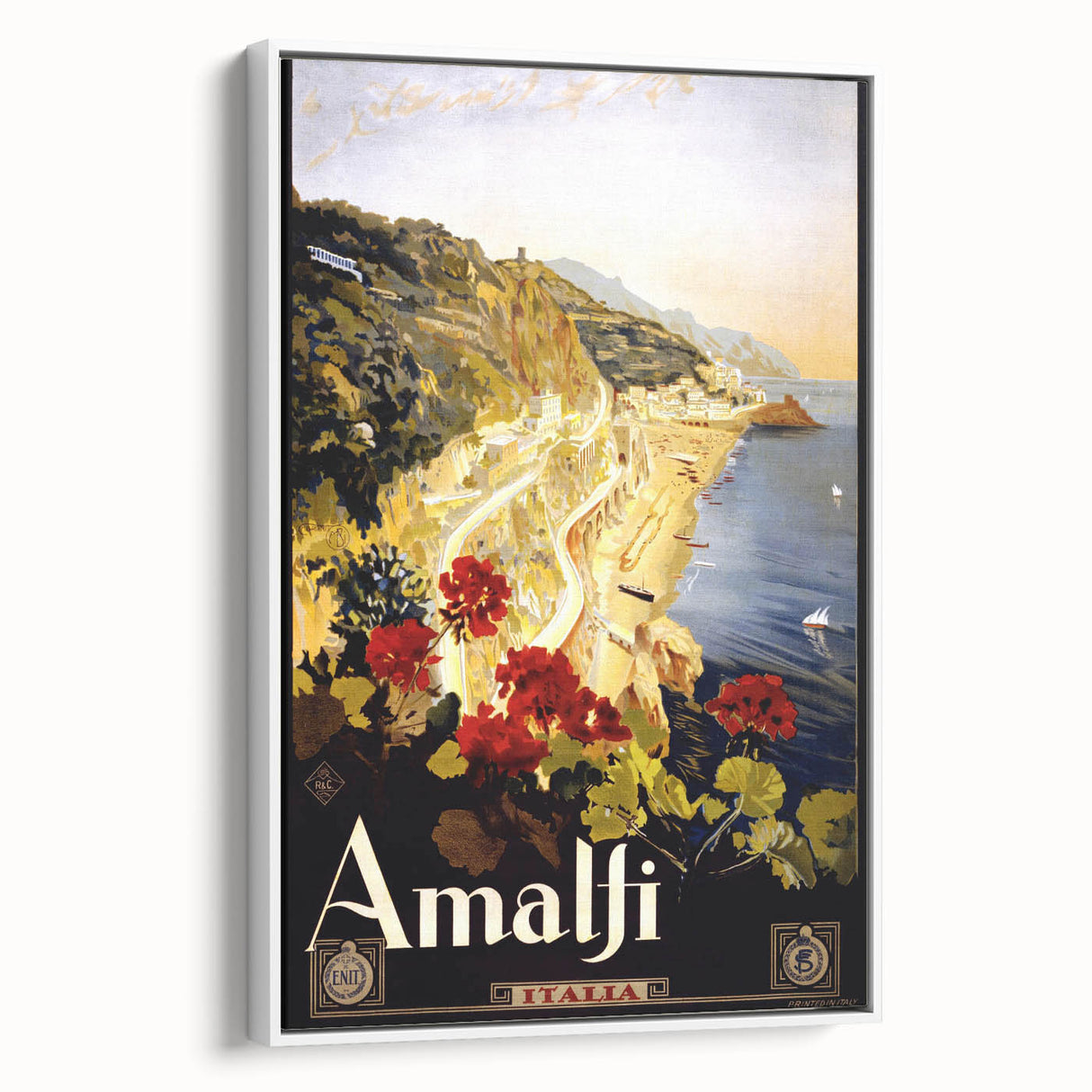 Retro Amalfi Travel Poster – Vintage Italian Coast Art