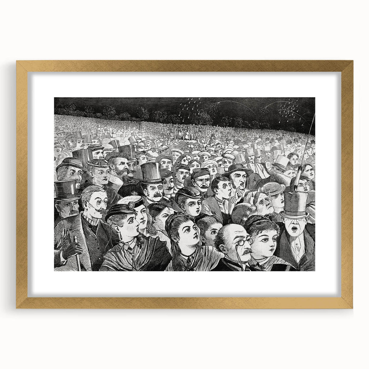 Fourth of July Fireworks Print - Winslow Homer Festive Crowd Scene Art