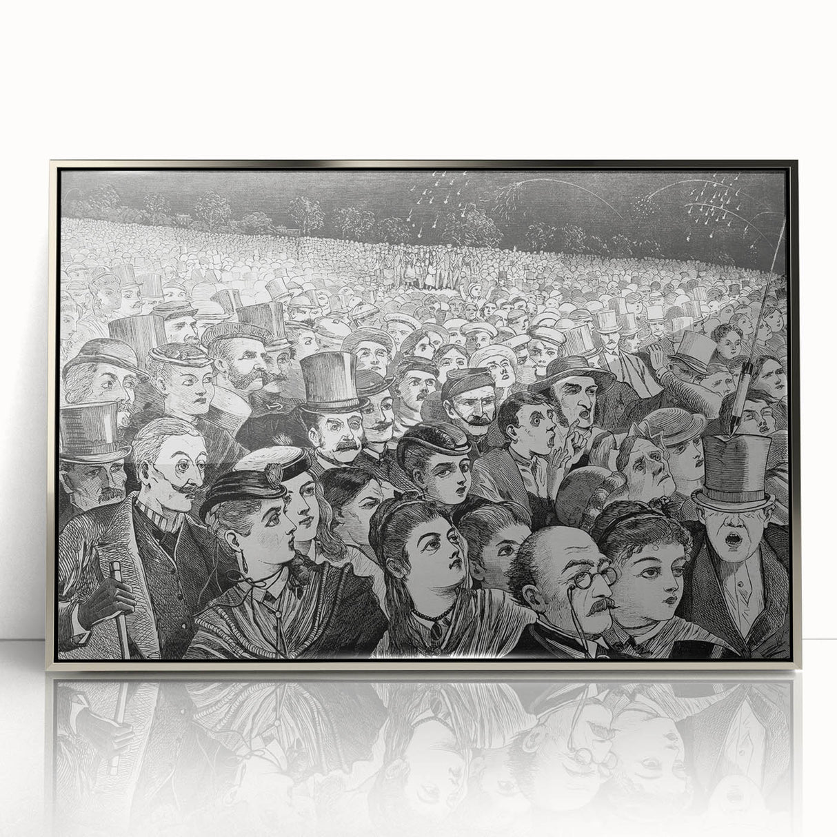 Fourth of July Fireworks Print - Winslow Homer Festive Crowd Scene Art