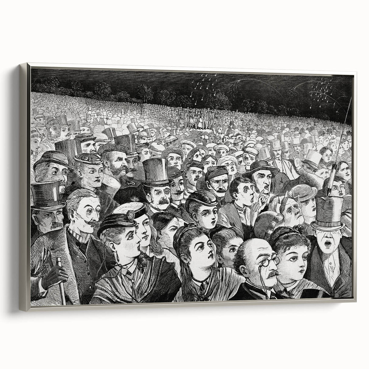 Fourth of July Fireworks Print - Winslow Homer Festive Crowd Scene Art