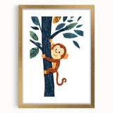 Playroom Wall Art - Playful Monkey Kids Room Art for Boys