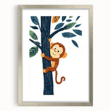 Playroom Wall Art - Playful Monkey Kids Room Art for Boys