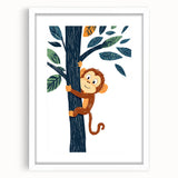 Playroom Wall Art - Playful Monkey Kids Room Art for Boys