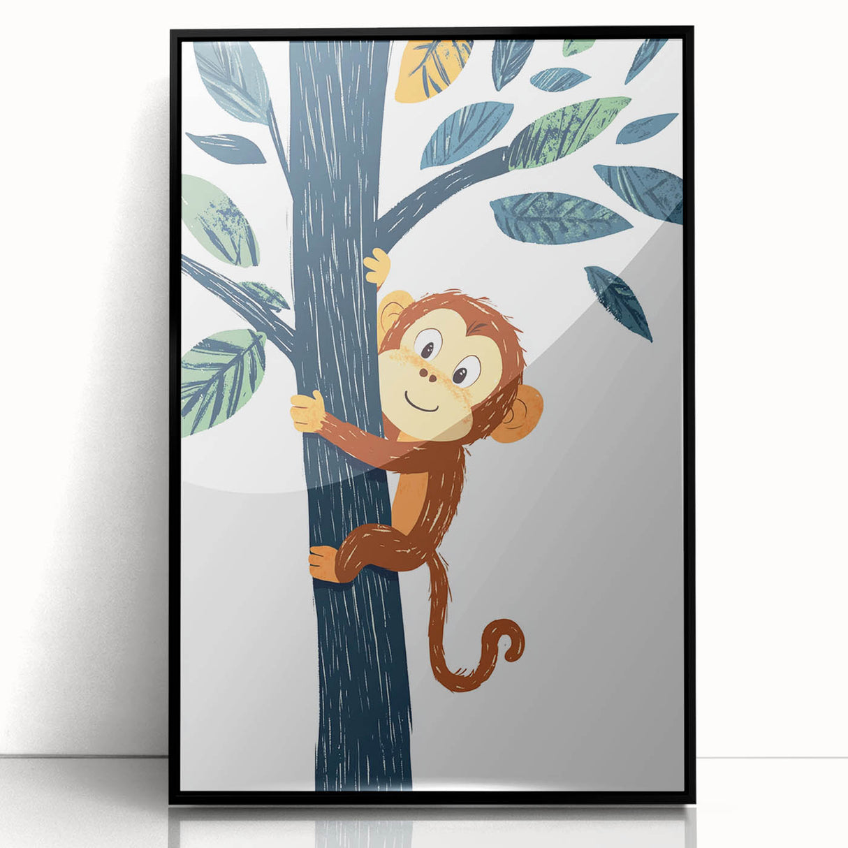 Playroom Wall Art - Playful Monkey Kids Room Art for Boys