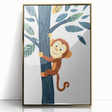 Playroom Wall Art - Playful Monkey Kids Room Art for Boys