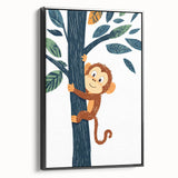 Playroom Wall Art - Playful Monkey Kids Room Art for Boys