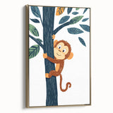 Playroom Wall Art - Playful Monkey Kids Room Art for Boys