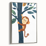 Playroom Wall Art - Playful Monkey Kids Room Art for Boys