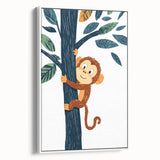 Playroom Wall Art - Playful Monkey Kids Room Art for Boys