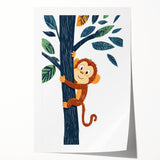 Playroom Wall Art - Playful Monkey Kids Room Art for Boys
