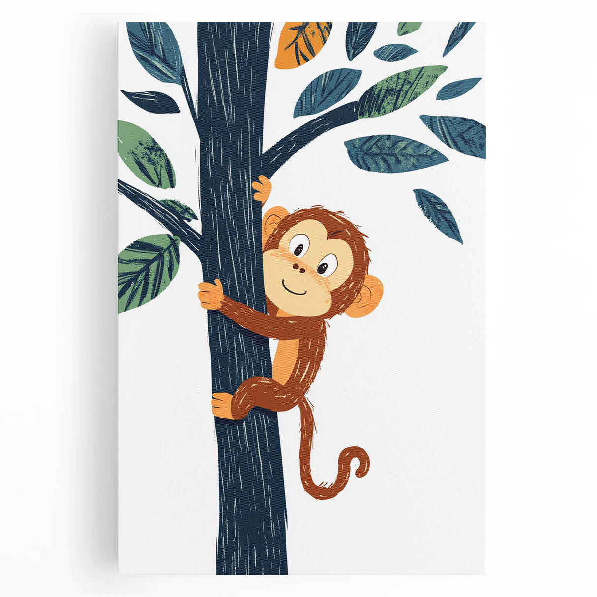 Playroom Wall Art - Playful Monkey Kids Room Art for Boys