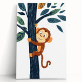 Playroom Wall Art - Playful Monkey Kids Room Art for Boys