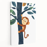 Playroom Wall Art - Playful Monkey Kids Room Art for Boys